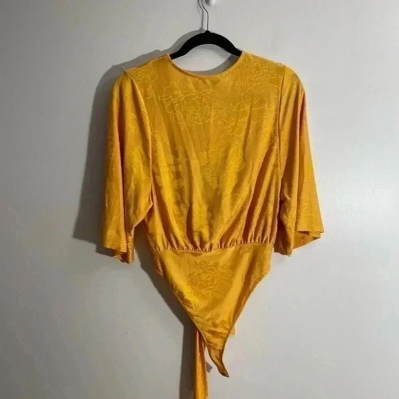 Zara yellow KNOTTED JACQUARD BODYSUIT  Small  5039/062 - Picture 5 of 10